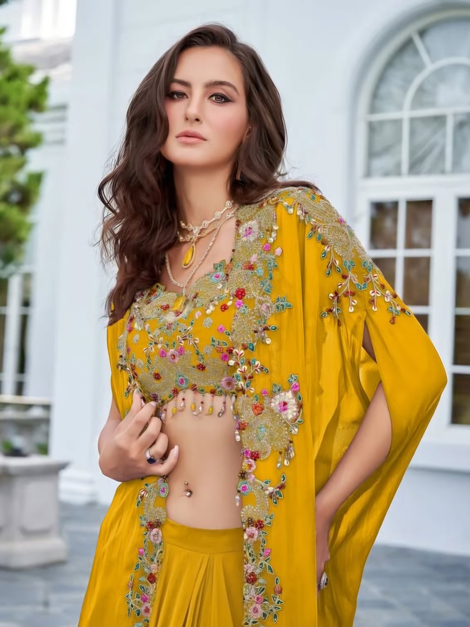 Sunlit Jewel Draped Couture Set