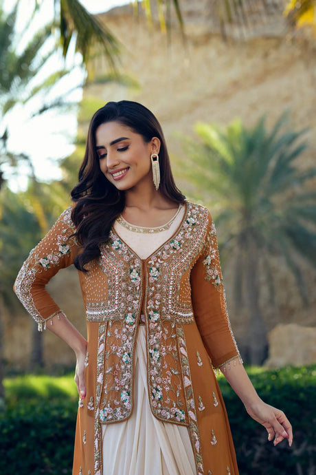 Terracotta Long Jacket with gown