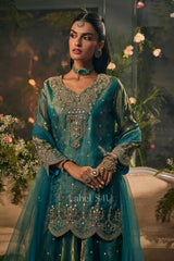 Emerald Zari Sharara Set