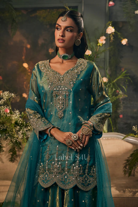 Emerald Zari Sharara Set