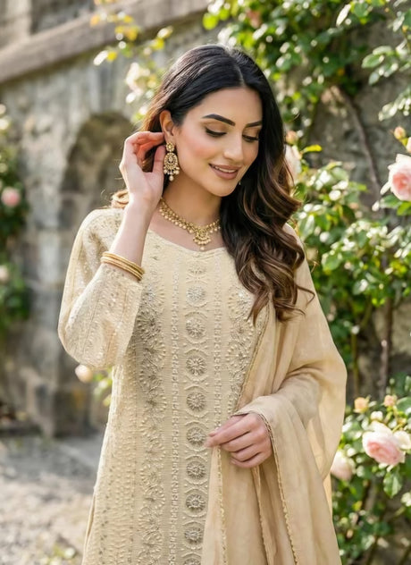 Ivory Noor Palazzo Couture Ensemble