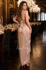 Champagne Blush Draped Saree Set