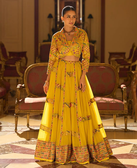 Sunshine Mirror Lehenga Jacket Luxe Set