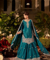 Emerald Zari Embroidered Sharara Regal Set