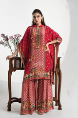 Vibrant Fuchsia Floral Print Kaftan Palazzo Set |Label S4U