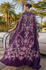 Regal Plum Embroidered Cape Ensemble - MishUUU
