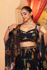 Midnight Royal Printed Lehenga Set - Label S4U