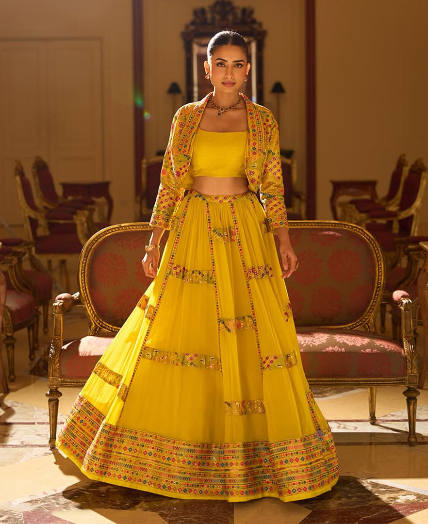 Sunshine Mirror Lehenga Jacket Luxe Set