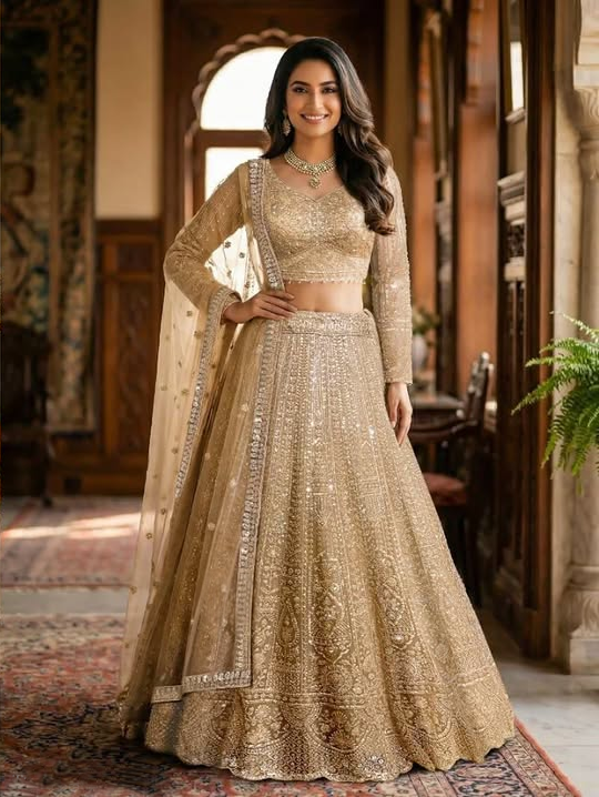 Gold Embroidered Lehenga Set