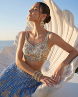 Azure Gold Embroidered Bridal Lehenga Couture Set