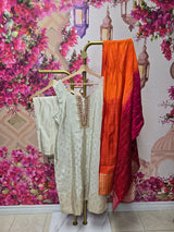 Ivory Suit with Ombre Dupatta