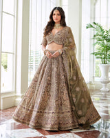 Olive Embellished Bridal Lehenga Set