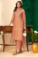 Peach Gold Anarkali Set