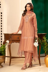 Peach Gold Anarkali Set