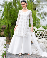 Pearl White Embroidered Sharara Set