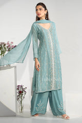 Aqua Blue Embroidered Kurta Set |Label S4U