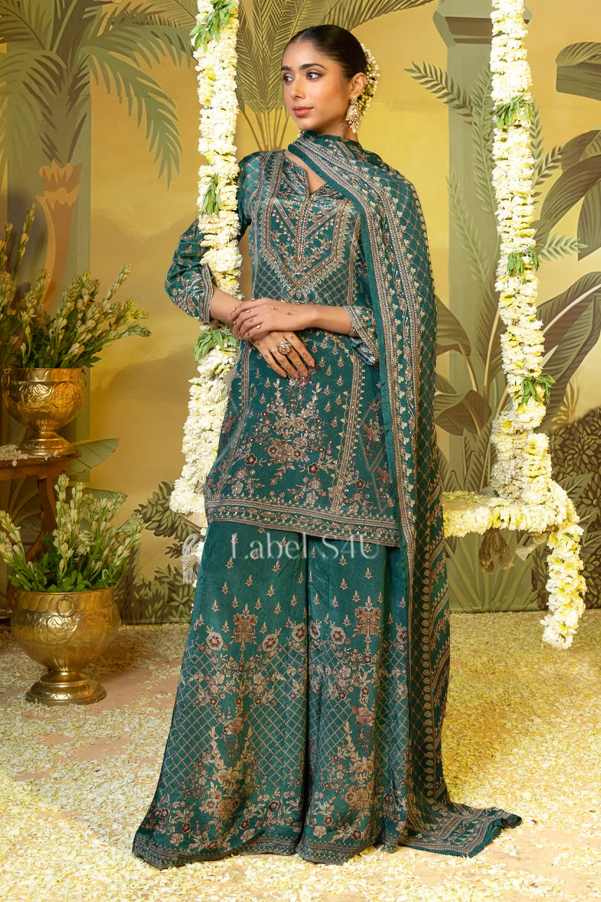 Emerald Green Hand-Crafted Straight Suit Set | Label S4U