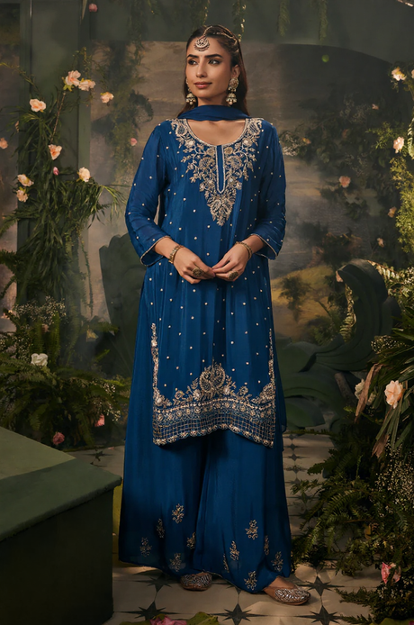 Sapphire Noor Embroidered Kurta Palazzo Set