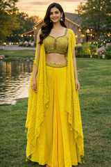 Sunshine Yellow Draped Cape Luxe Set