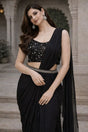 Black Pre-Draped Saree Set | Label S4U - MishUUU