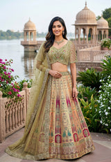 Olive Multicolor Embroidered Lehenga Set