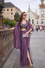 Lavender Cape Lehenga Set