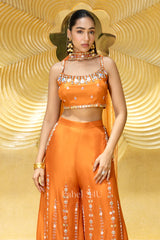 Tangerine Mirror-Accent Palazzo Set | Label S4U