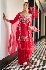 Crimson Red Sharara Set | Label S4U