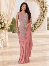 Blush Silver Luxe Saree Ensemble