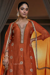 Rust Orange Handcrafted Silk Suit Set | Label S4U