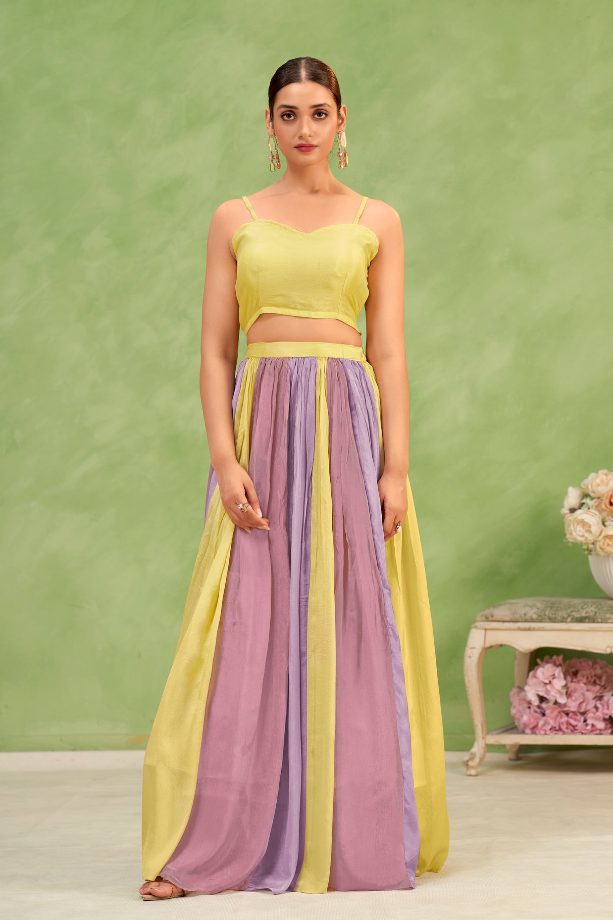 Pastel Lehenga Set Floral Lehenga