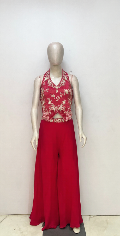 Scarlet Zari Halter Palazzo Set