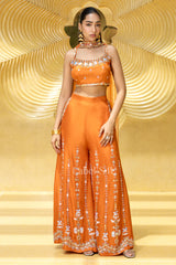 Tangerine Mirror-Accent Palazzo Set | Label S4U