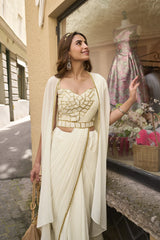 Ivory Modern Drape Saree