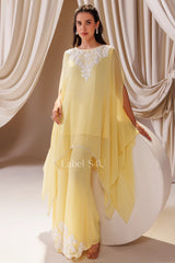 Lemon Yellow Cape Style Palazzo Suit | Label S4U