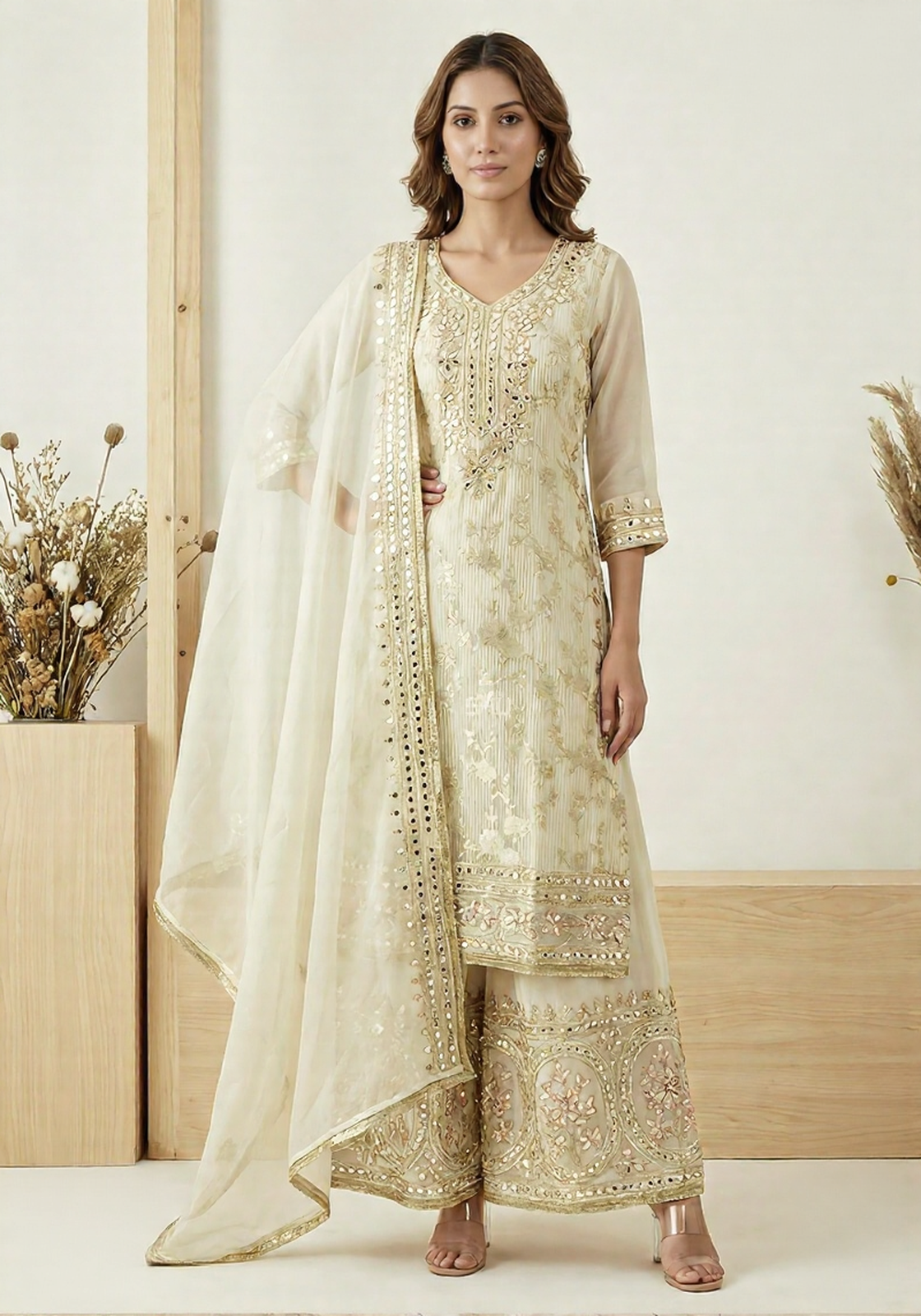 Ivory Gold Palazzo Set