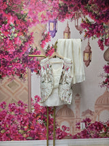 Ivory Kurta Set with Floral Handcrafted Jacket