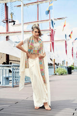 Ivory Handcrafted Cape Lehenga Set