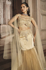Golden Mermaid Lehenga with Handcrafted Blouse