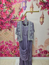 Lavender Drape Suit with Embellished Jacket