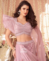 Lavender Ruffle Lehenga with Handcrafted Blouse & Dupatta