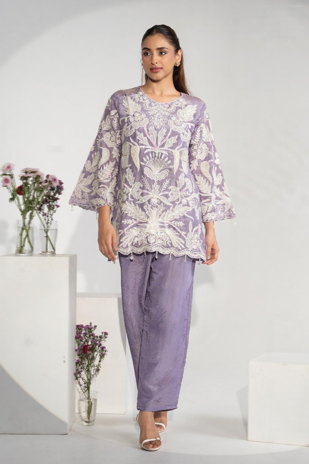 Lilac Tunic & Straight Pant Set | Label S4U