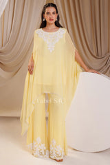 Lemon Yellow Cape Style Palazzo Suit | Label S4U