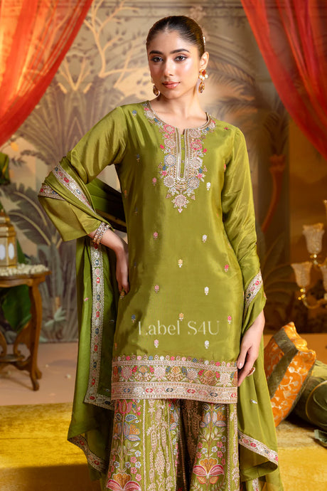 Olive Green Palazzo Set | Label S4U