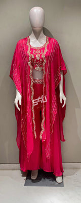 Rani Pink Cape Set with Zari Details |Label S4U