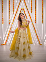 Mustard Yellow Floral Lehenga Set