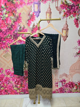 Emerald green & Gold Festive Suit