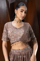 Mocha Brown Handcrafted Lehenga Set | Label S4U