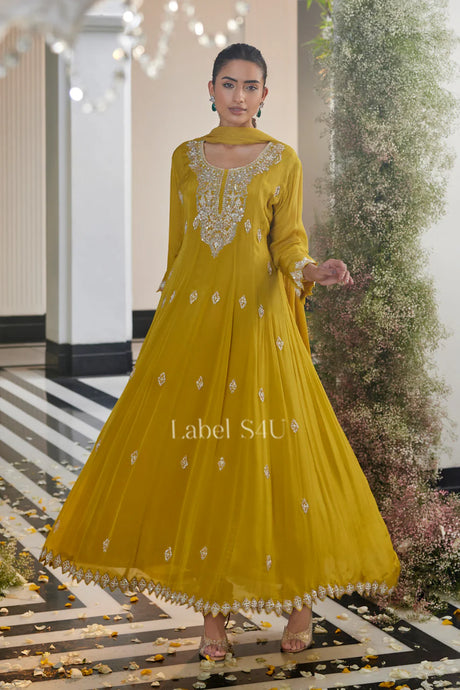Mustard Yellow Anarkali Kurta Set