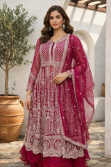 Ruby Regal Embroidered Anarkali Dupatta Ensemble - MishUUU